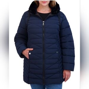 Nautica Plus Size Faux Fur-Trim Hooded Coat - NWOT